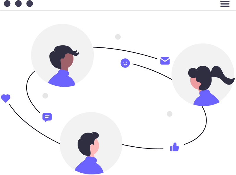 Online community teamwork illustration